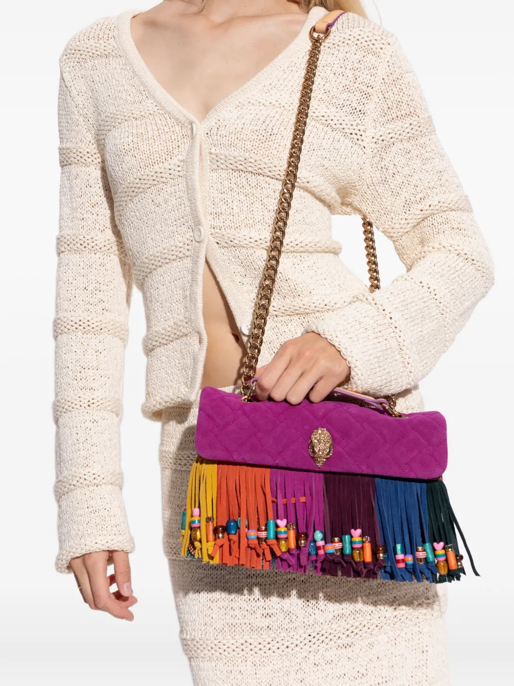 Kurt Geiger London Kensington Fringe shoulder bag - Roze