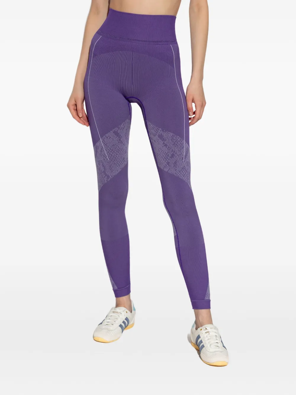 Adidas By Stella Mccartney Seamless Snake-print Leggings In Burgundy