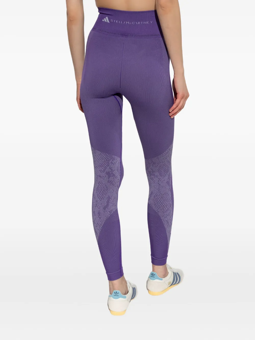 Adidas By Stella Mccartney Seamless Snake-print Leggings In Burgundy