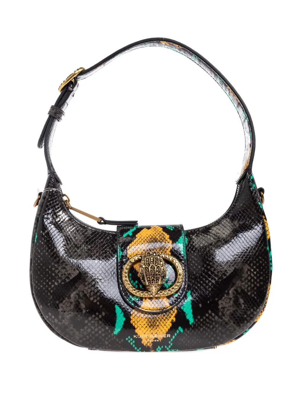 Kurt Geiger London small Chelsea snake-print shoulder bag | Black | Image 1
