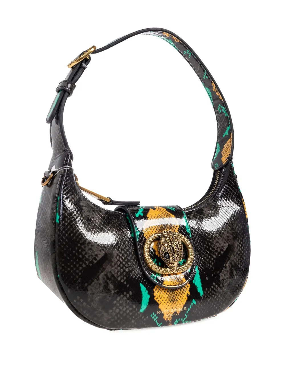 Kurt Geiger London Kleine Chelsea schoudertas met slangenprint Zwart