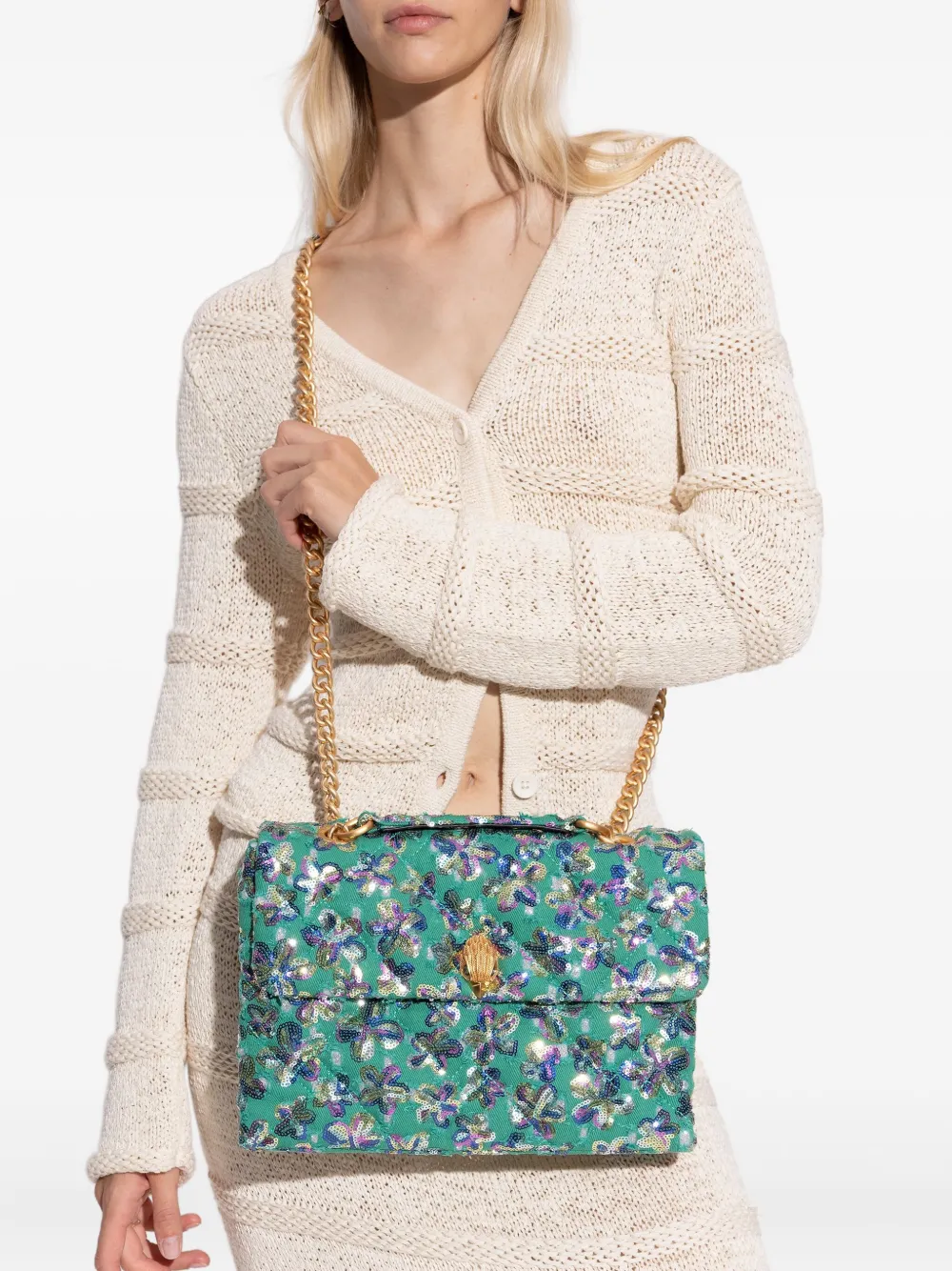 Kurt Geiger London large Kensington Soft sequined floral cross body bag | Image 2