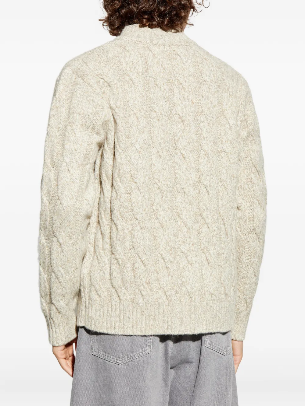 Eleventy Kabelgebreid vest met knoop Beige