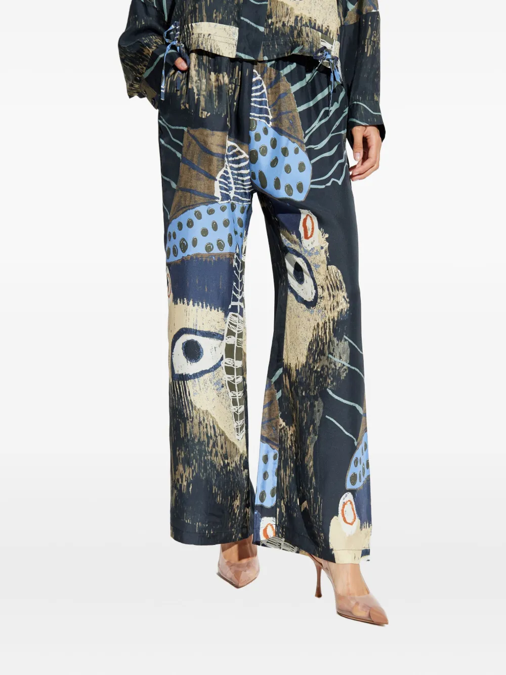 Munthe Abstract-print Silk Trousers In Black