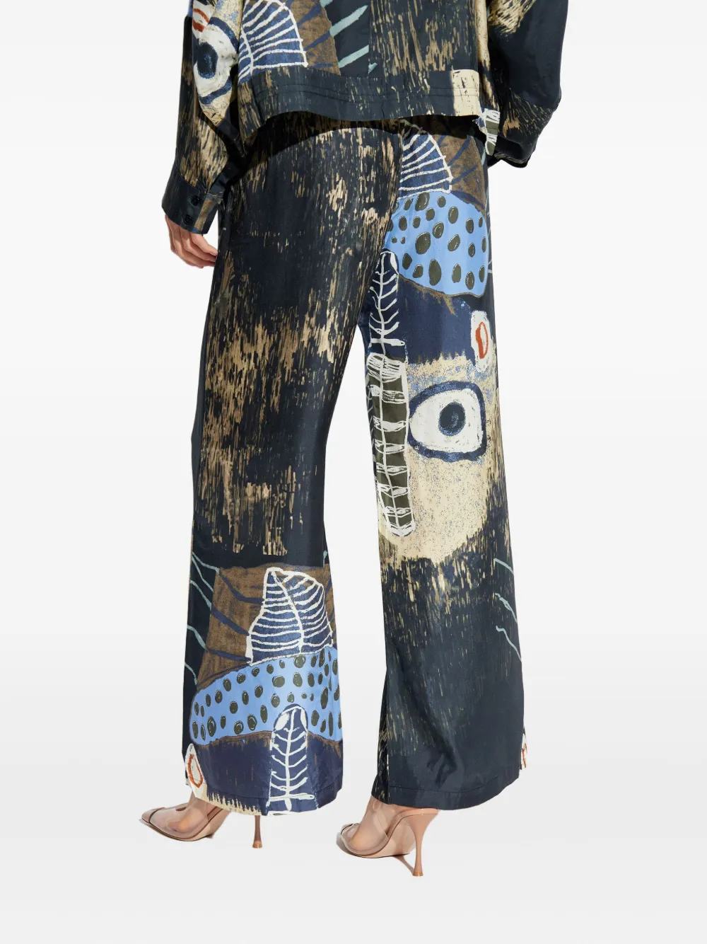 Munthe Abstract-print Silk Trousers In Black