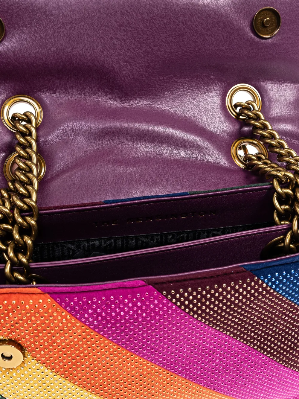 Kurt Geiger London Fabric Kensington mini-schoudertas met regenboogstreep Bruin