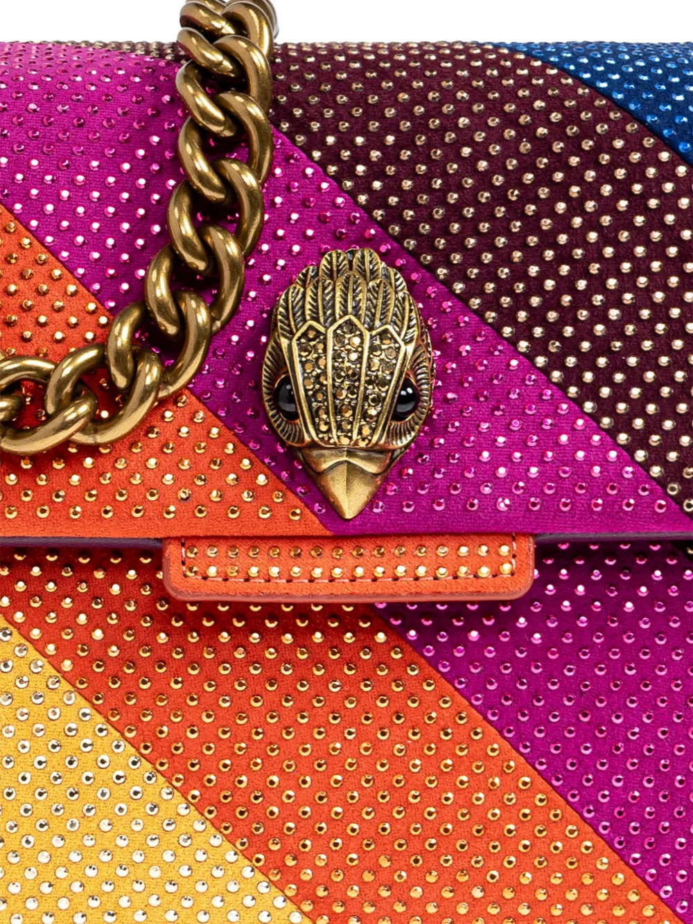 Kurt Geiger London Fabric Kensington mini-schoudertas met regenboogstreep Bruin