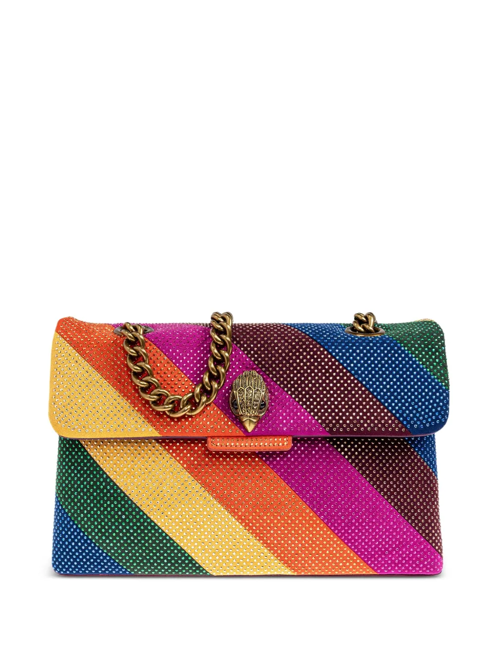 Kurt Geiger London Fabric Kensington mini-schoudertas met regenboogstreep Bruin