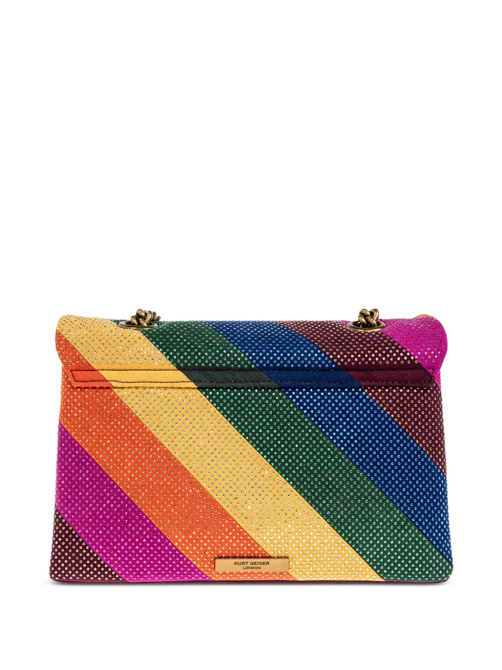 Kurt Geiger London Fabric Kensington mini-schoudertas met regenboogstreep Bruin