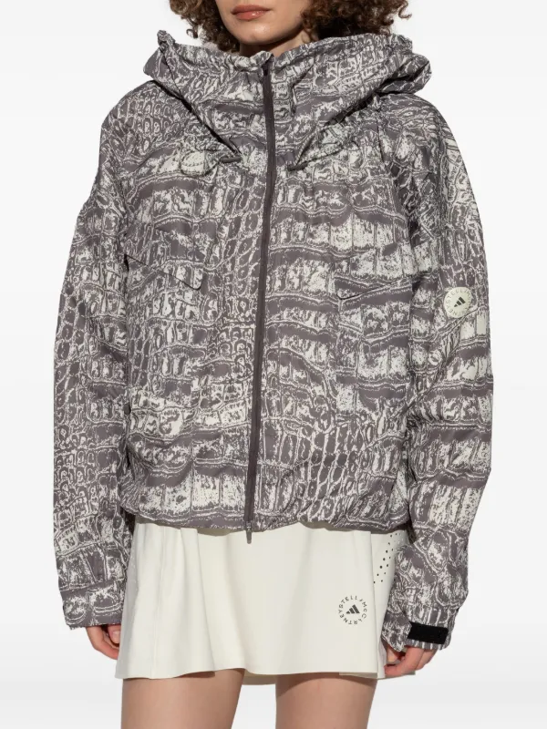 Adidas By Stella McCartney crocodile-print Hooded Jacket | Grey