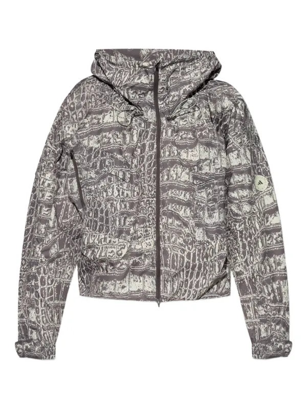 Adidas By Stella McCartney crocodile-print Hooded Jacket | Grey