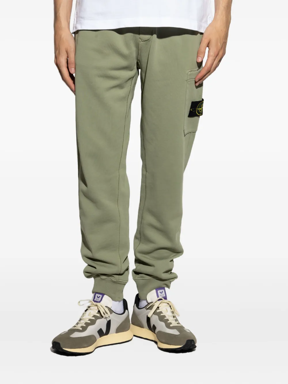 Stone Island patch-pocket cotton track pants Groen