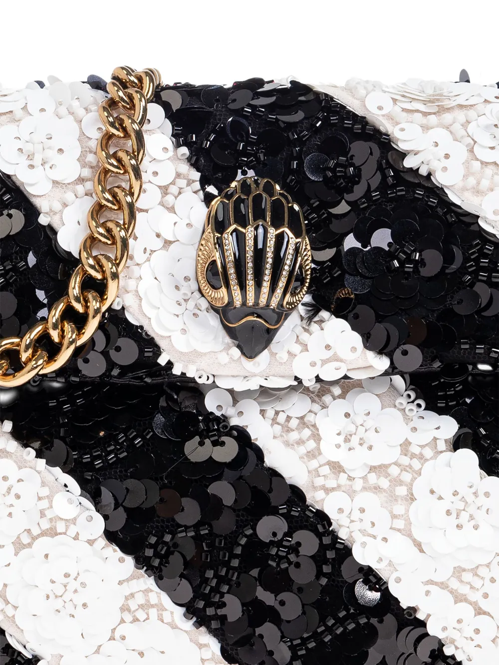 Kurt Geiger Small Kensington Sequin-stripe Shoulder Bag In Black
