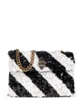 Kurt Geiger London small Kensington sequin-stripe shoulder bag - Black