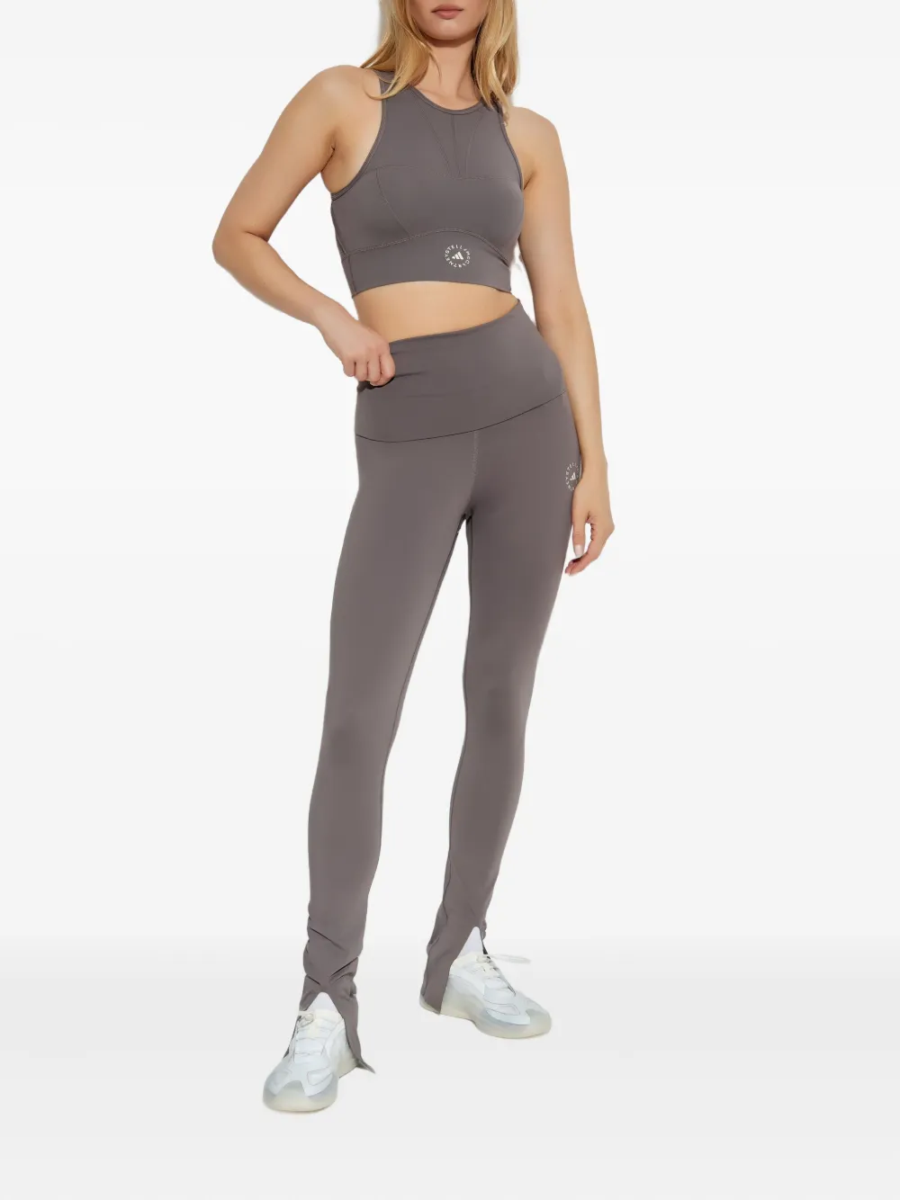 Adidas by Stella McCartney logo-print split-hem leggings - Grijs