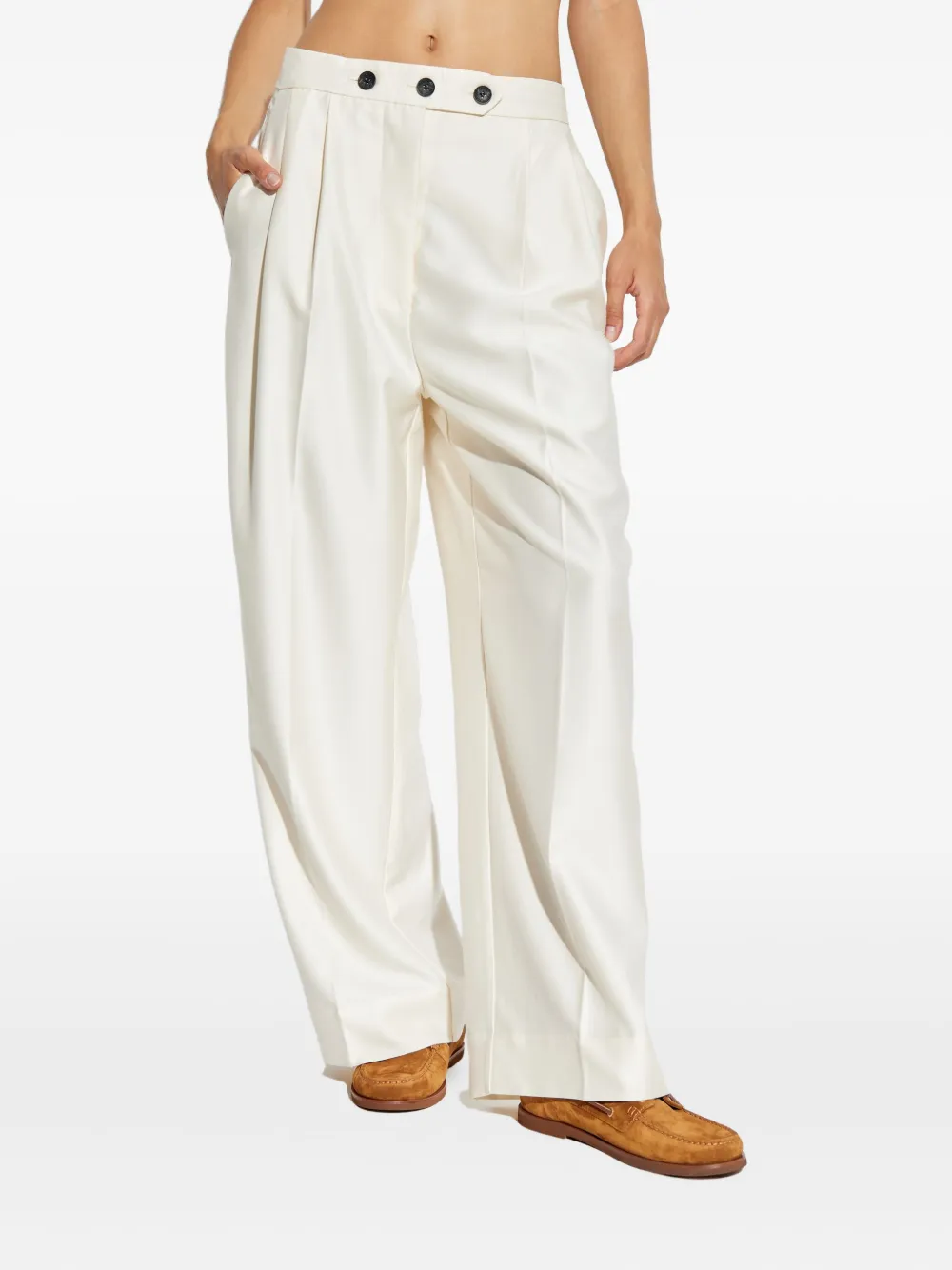 Munthe Pleated Straight-leg Trousers In White