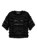 MUNTHE Lipona fringe-trimmed sheer top - Black