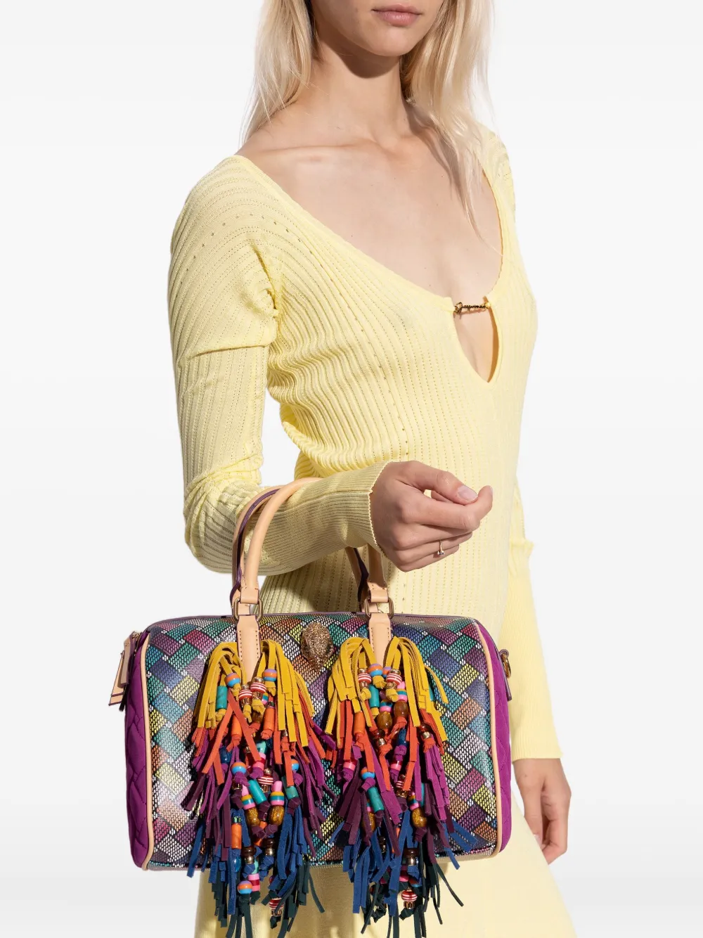 Kurt Geiger London small Kensington Boston fringe tote bag - Bruin