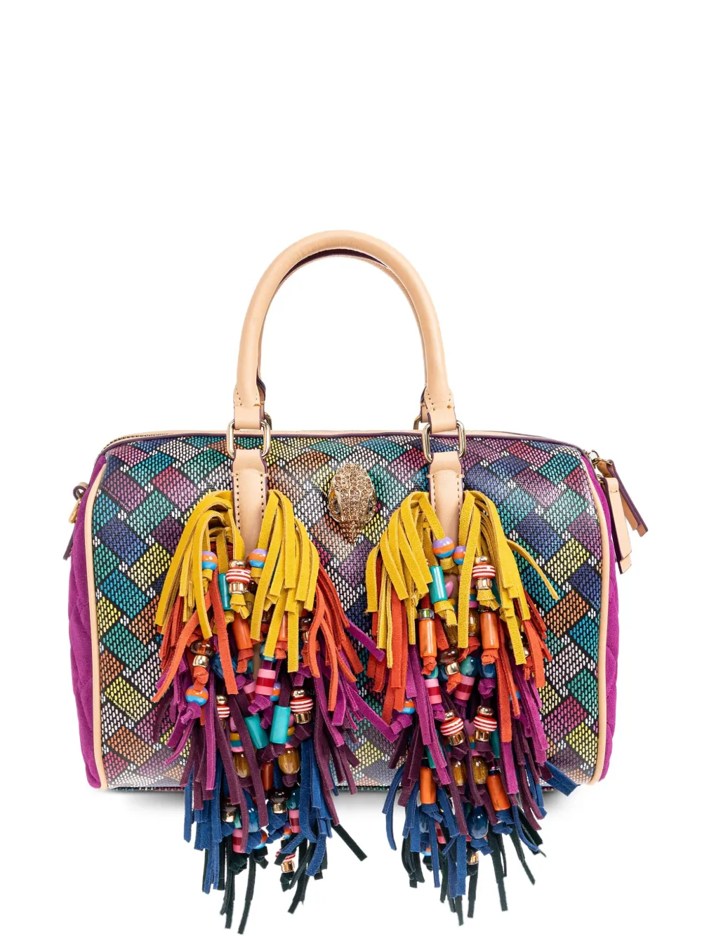 Kurt Geiger London small Kensington Boston fringe tote bag | Brown | Image 1