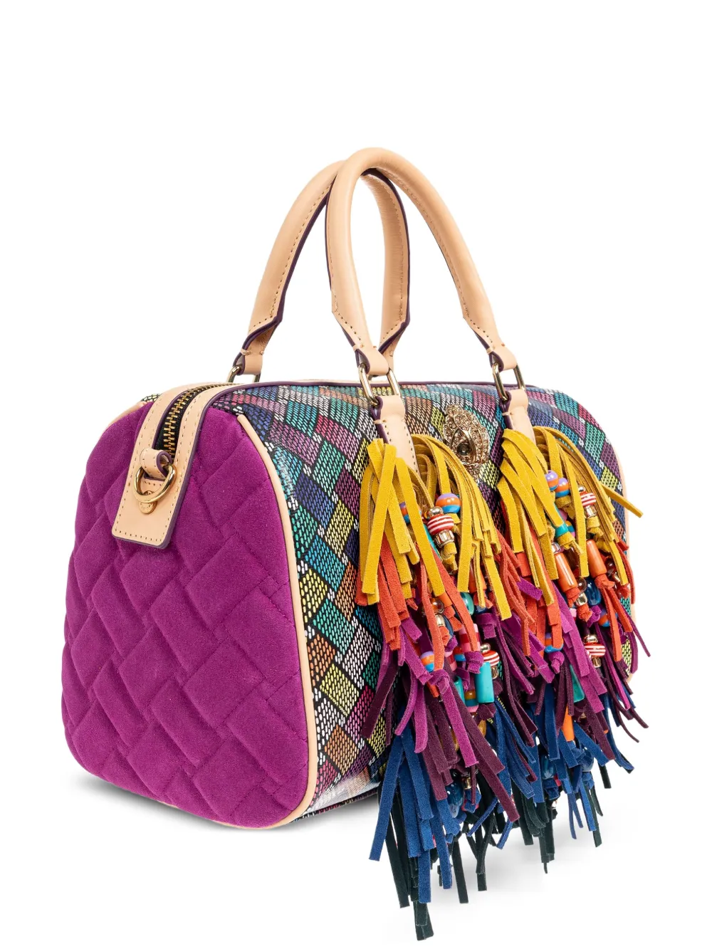 Kurt Geiger London Kleine Kensington Boston shopper met franje Bruin