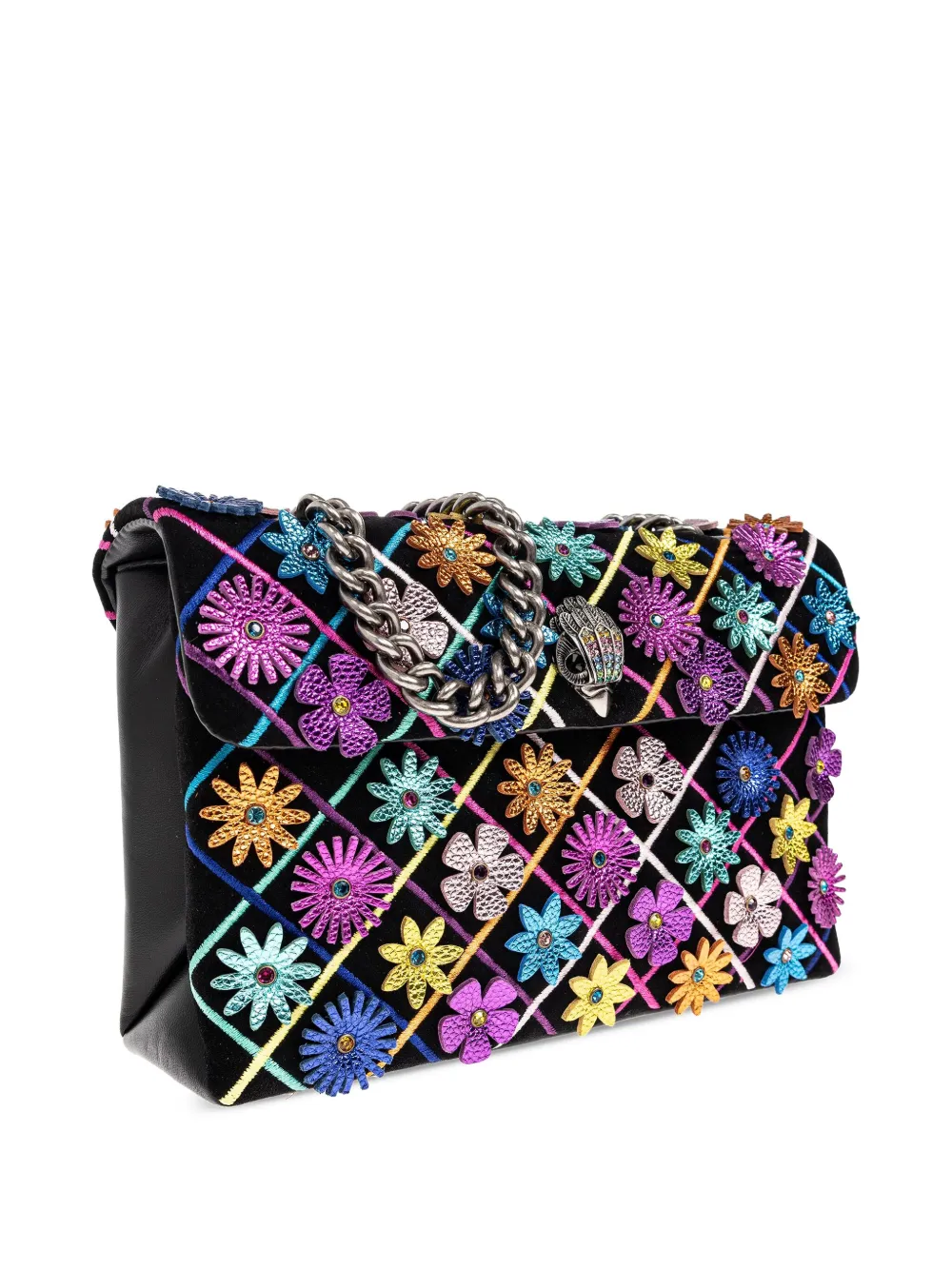 Kurt Geiger London Kleine Kensington schoudertas verfraaid met bloemen Zwart