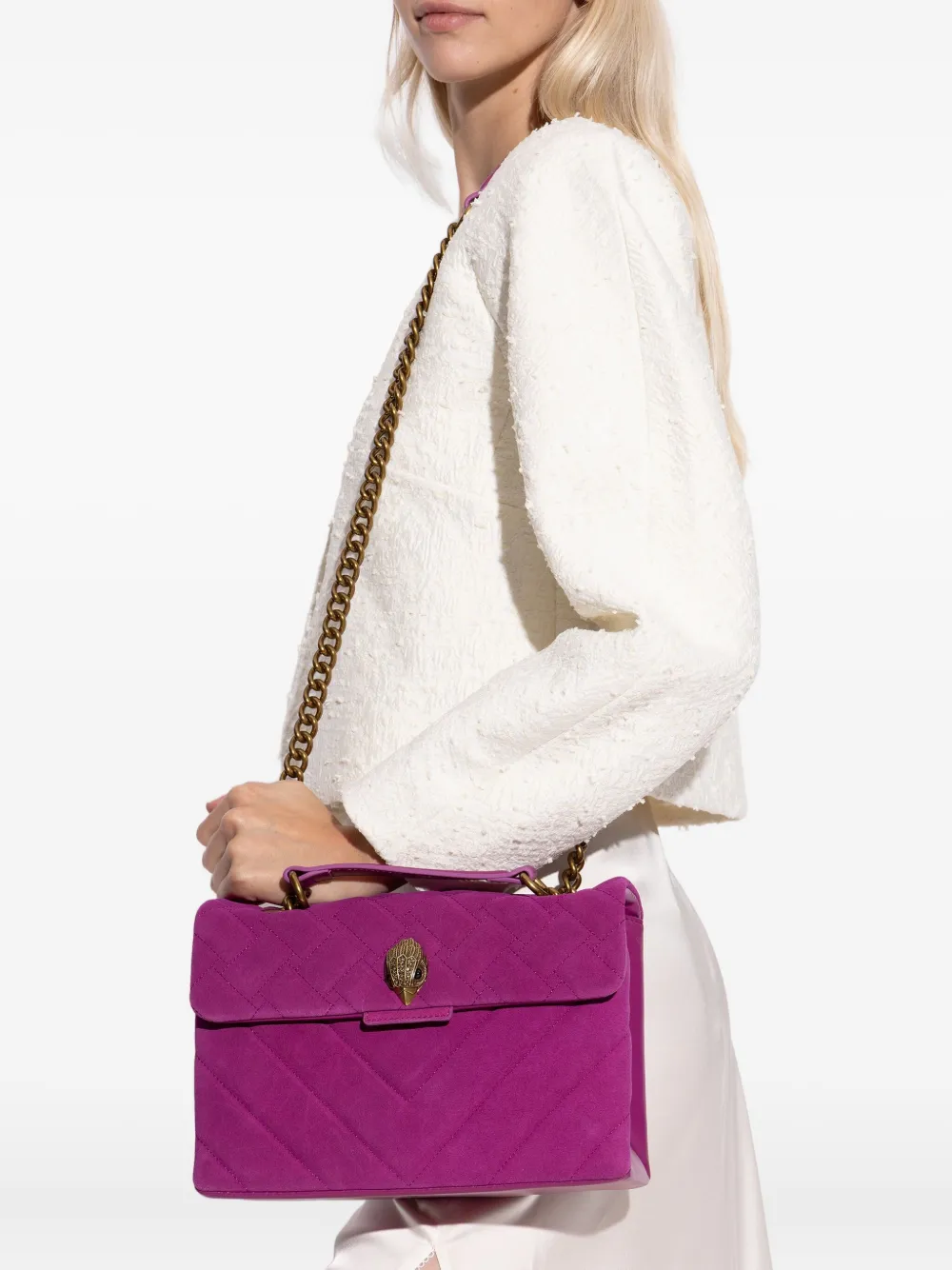 Kurt Geiger London small kensington quilted chain-strap crossbody bag Roze