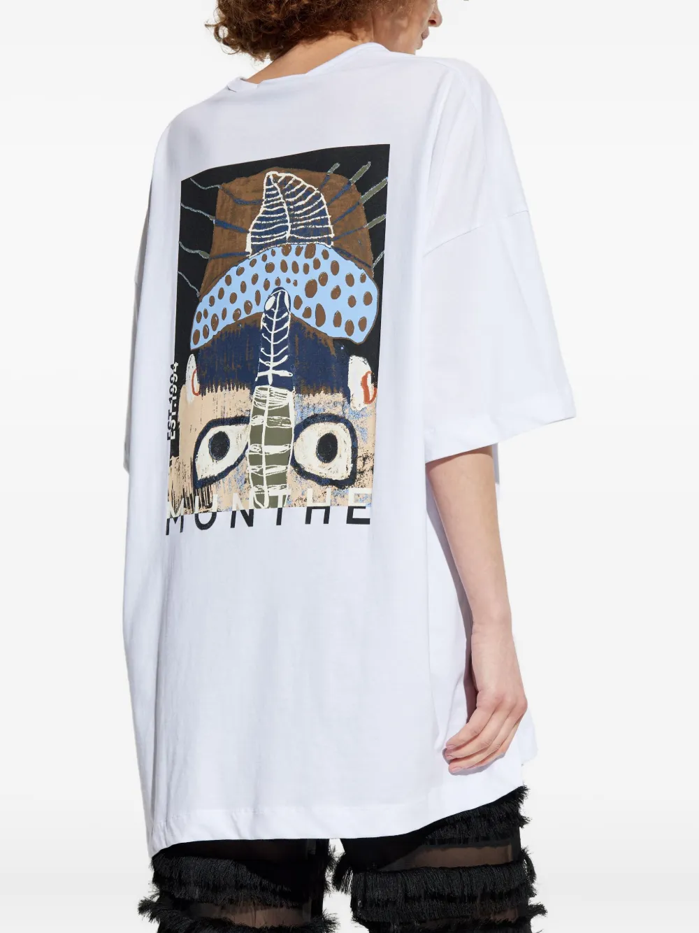 MUNTHE T-shirt van biologisch katoen met zijsplitten Wit