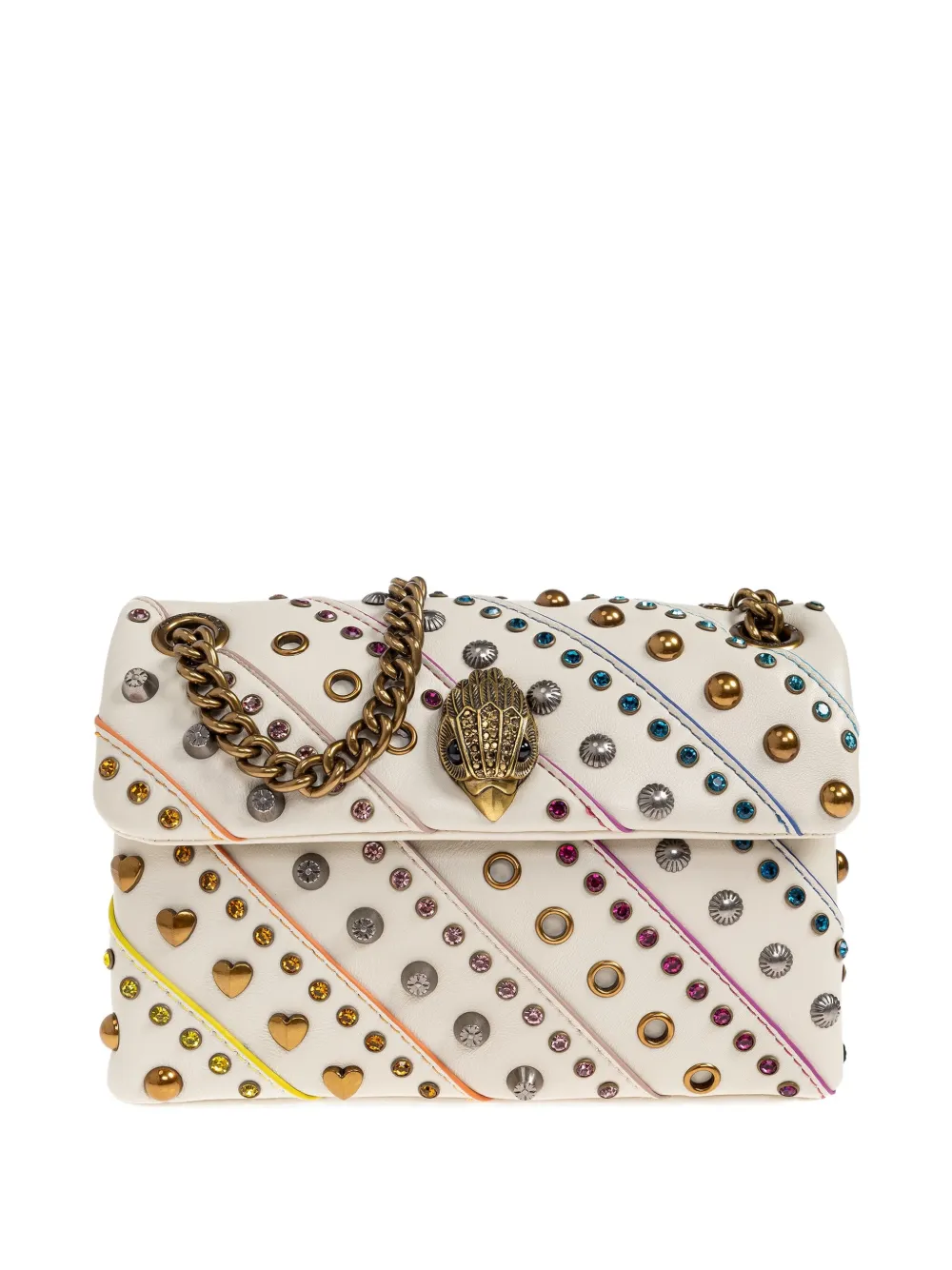 Kurt Geiger Kensington Embellished Chain Shoulder Bag In Neutral