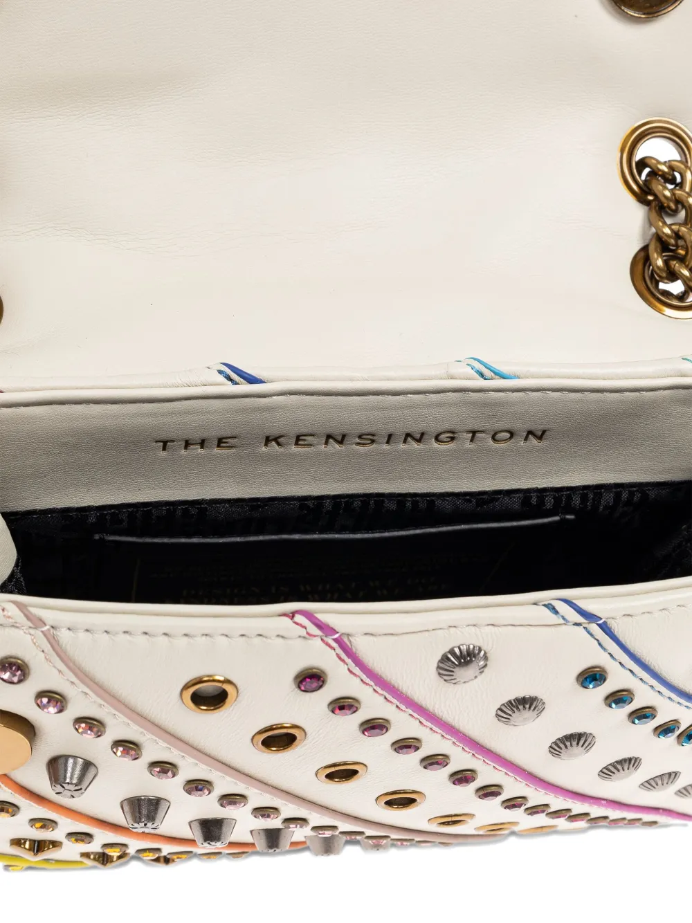 Kurt Geiger London Kensington embellished chain shoulder bag Beige