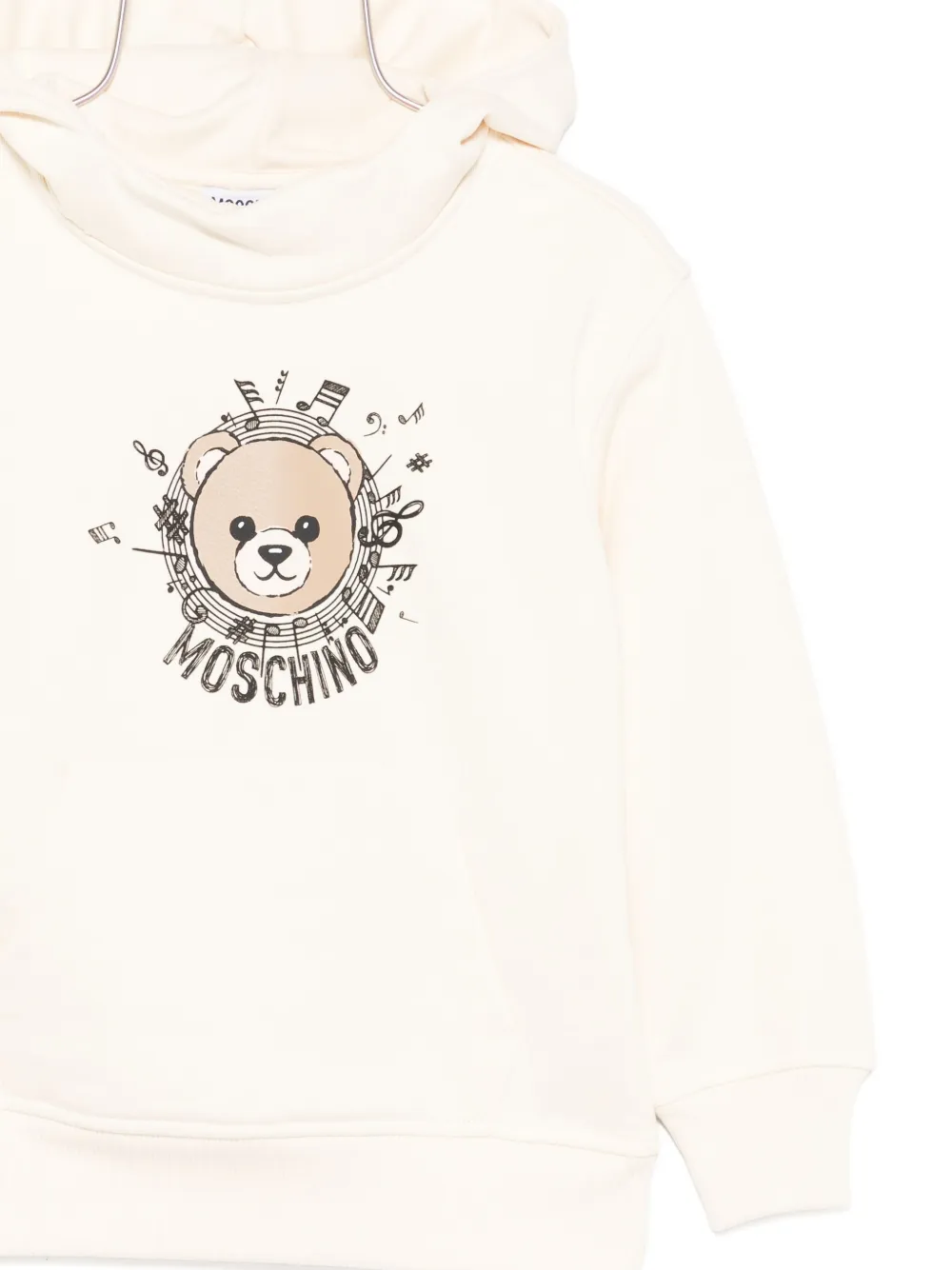 Moschino Teddy-print Musical-notes Hoodie In Neutral