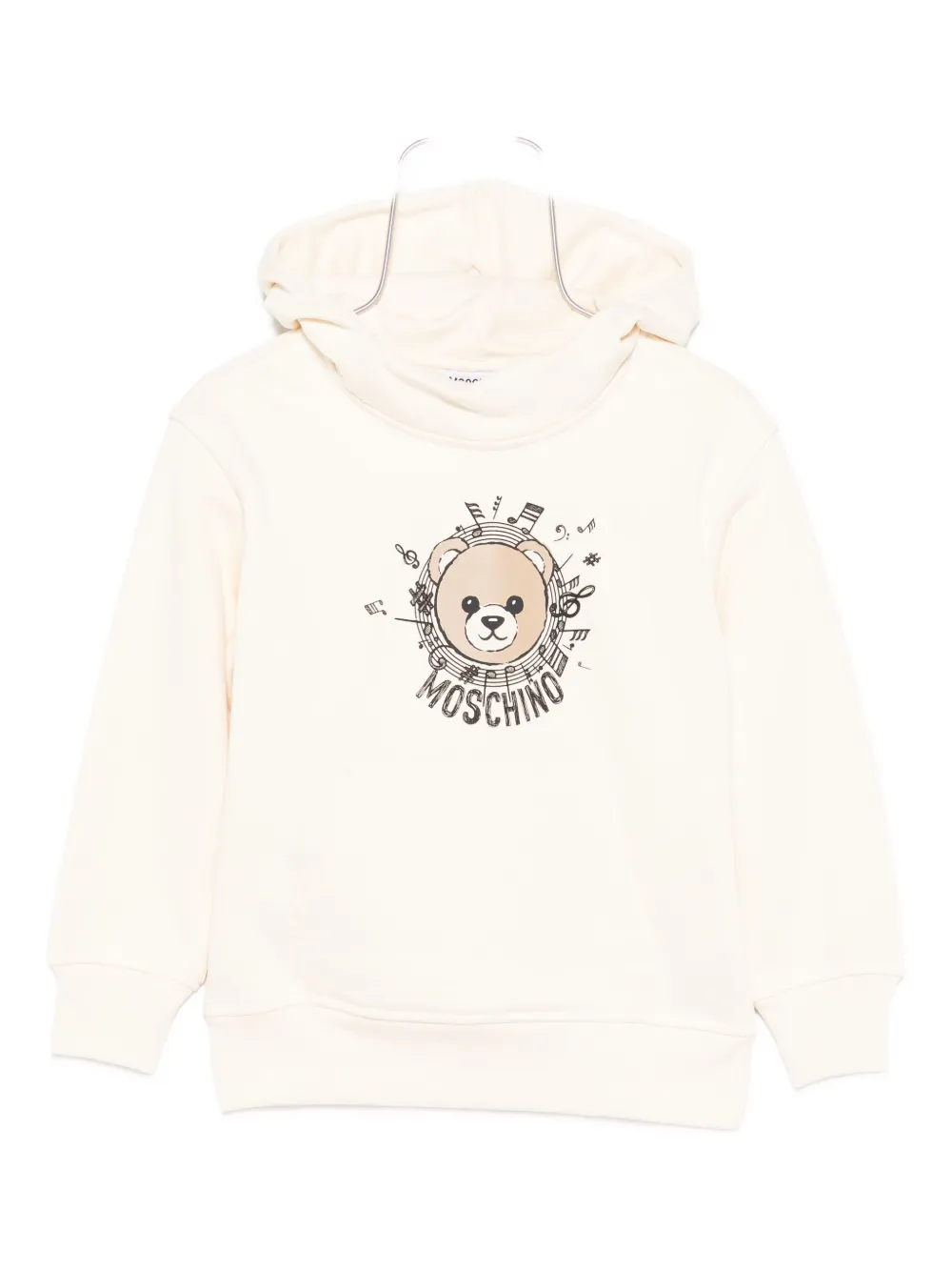 Moschino Teddy-print Musical-notes Hoodie In Neutral
