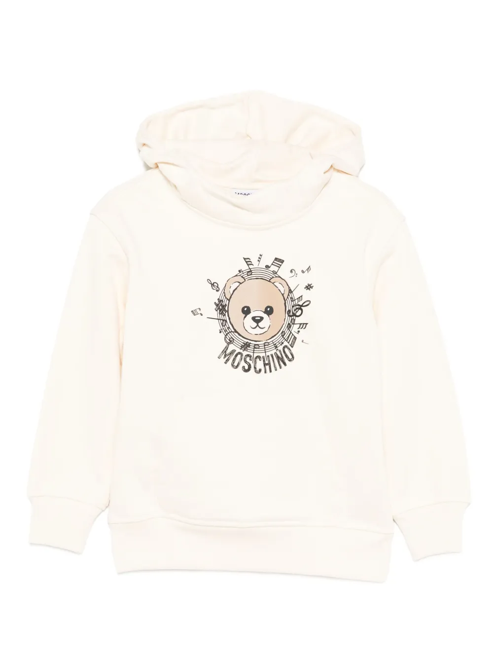 Moschino Kids teddy-print musical-notes hoodie Beige