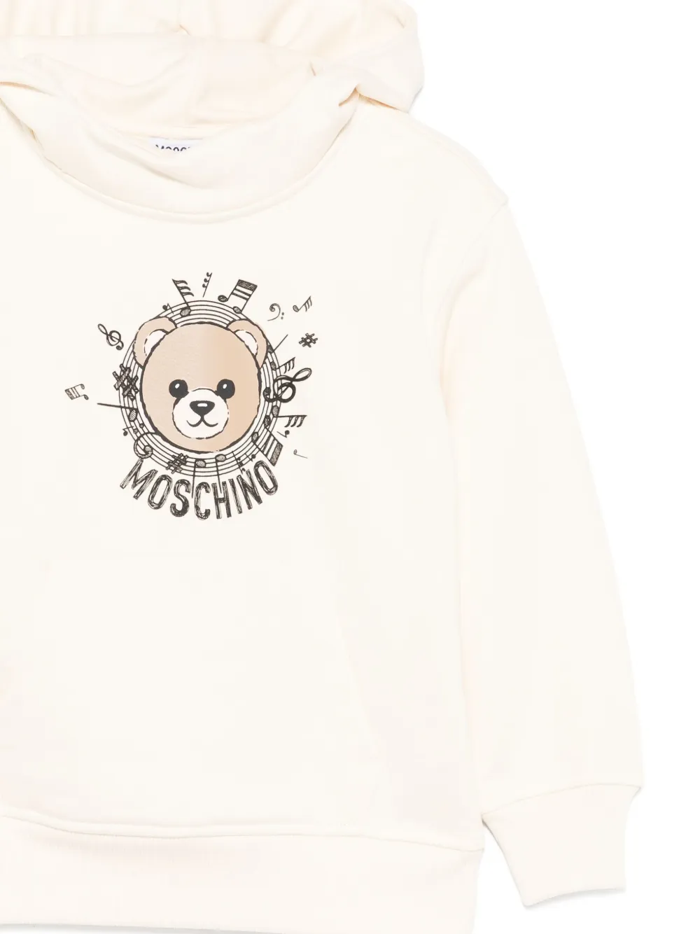 Moschino Kids Hoodie met teddybeerprint en muzieknoten Beige
