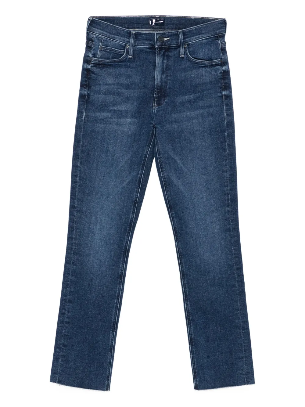 mid-rise frayed jeans