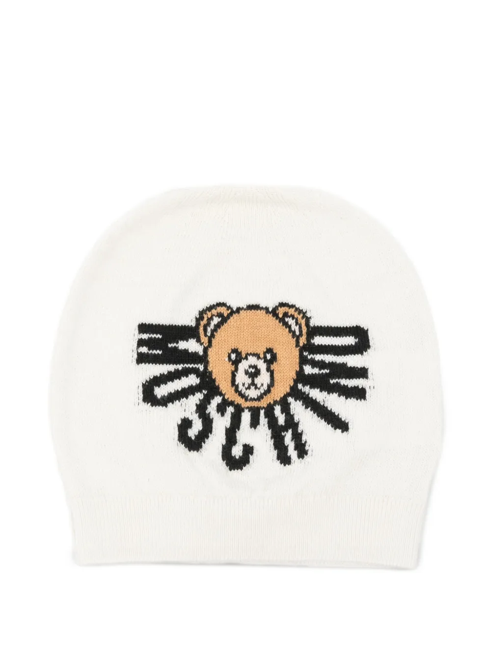 Moschino Kids teddy-logo beanie Wit