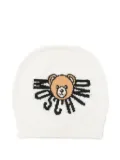 Moschino Kids teddy-logo beanie - White