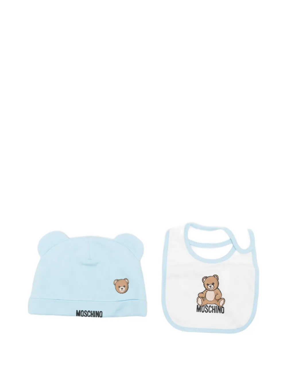 Moschino Teddy-print Baby Hat Set (set Of Two) In Blue