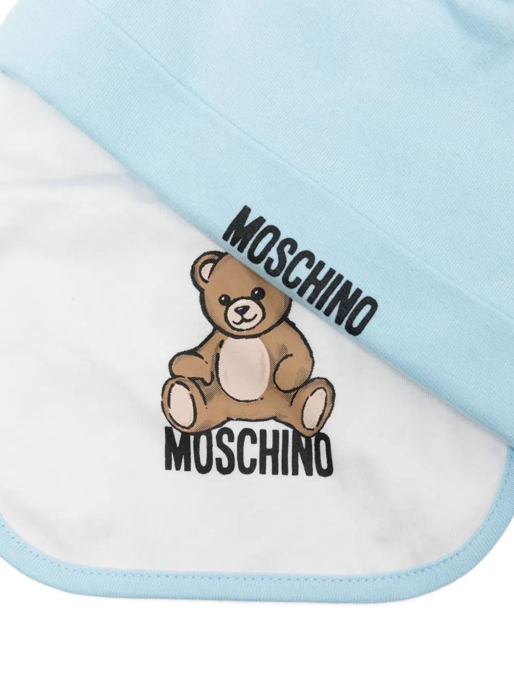 Moschino Kids teddy-print baby hat set (set of two) - Blauw