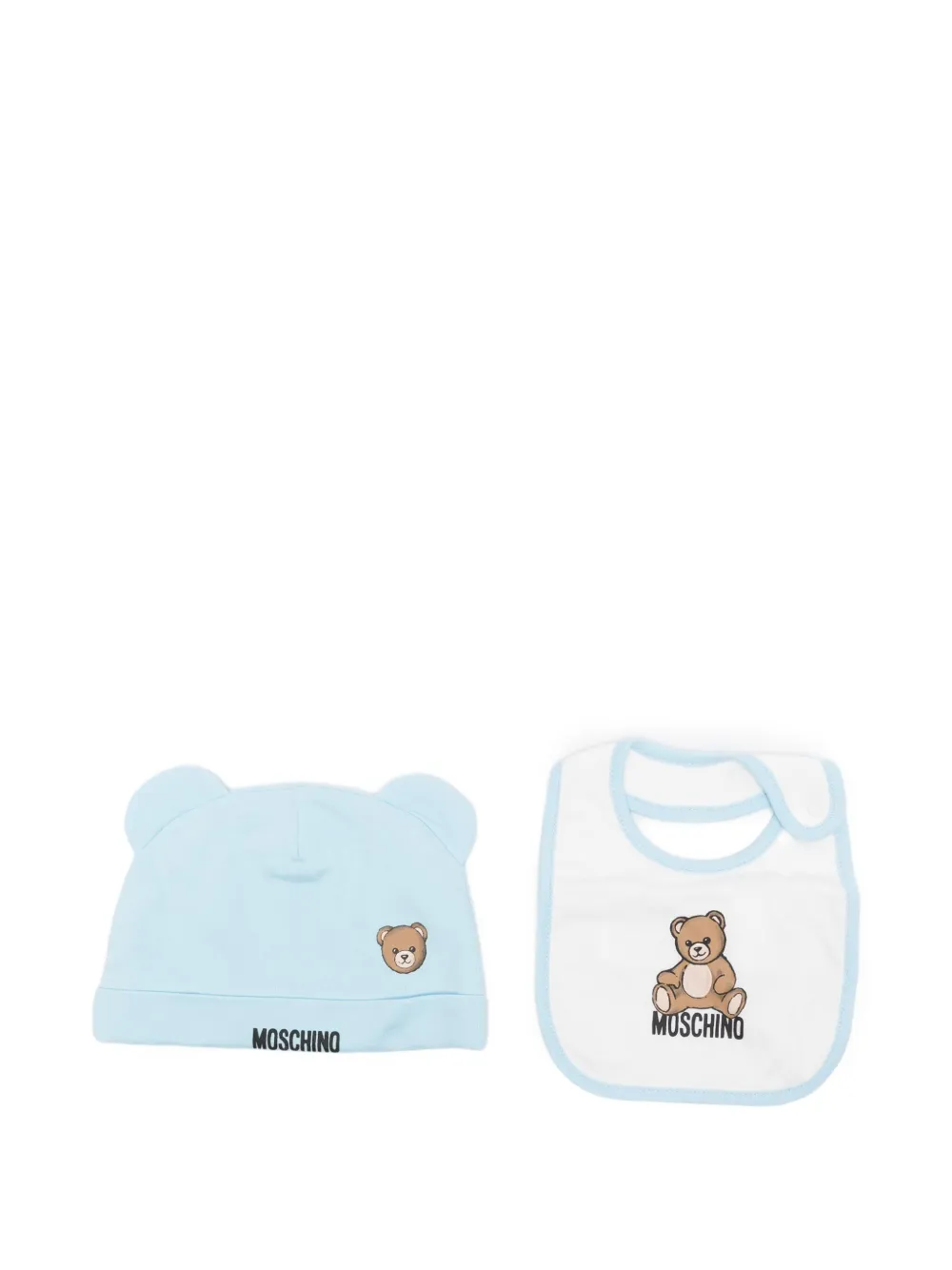 Moschino Kids teddy-print baby hat set (set of two) Blauw
