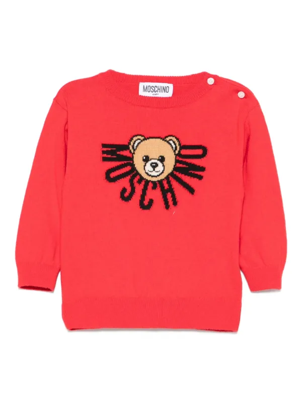 Moschino Kids teddy-logo Jumper Red FARFETCH IN