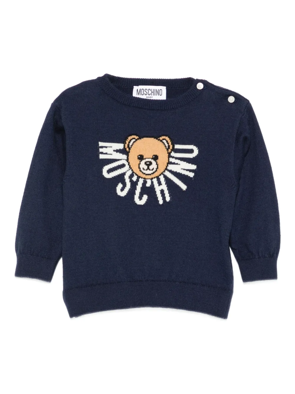 Moschino Kids teddy-logo sweater Blauw