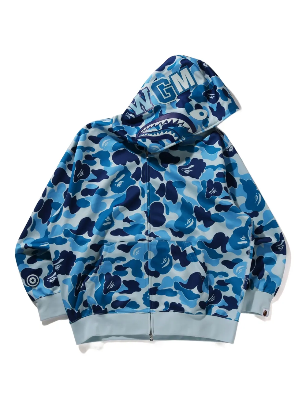 A BATHING APE ABC Camo hoodie met rits en haaidetail Blauw