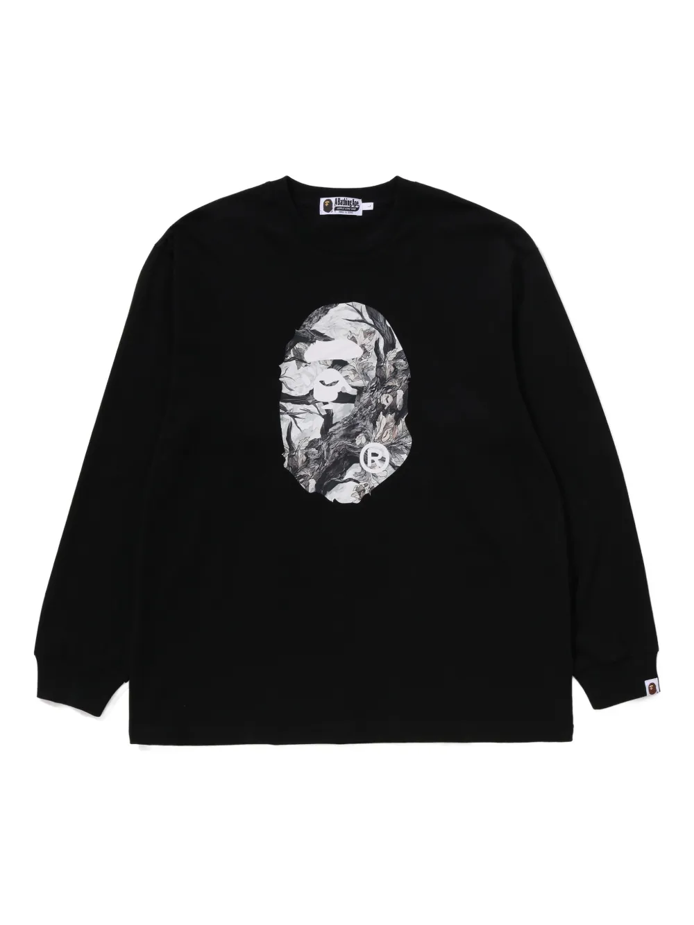 A BATHING APE graphic-print long-sleeve T-shirt Zwart