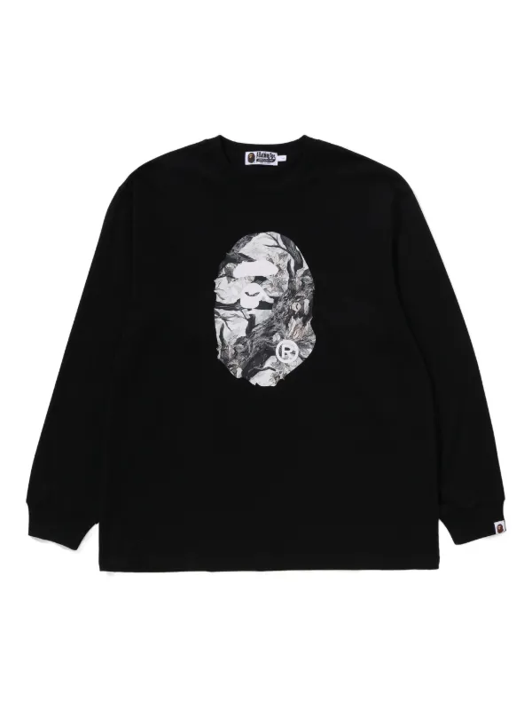 A Bathing Ape ブラック ロングスリーブ Tシャツ M A BATHING APE® グラフィック ロングTシャツ | ブラック | FARFETCH JP