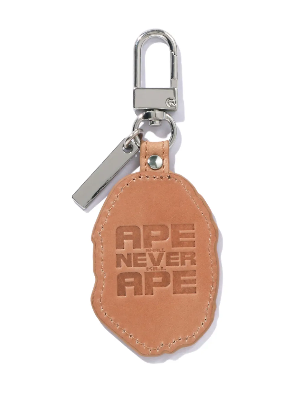 A BATHING APE Head leather keyring Zilver