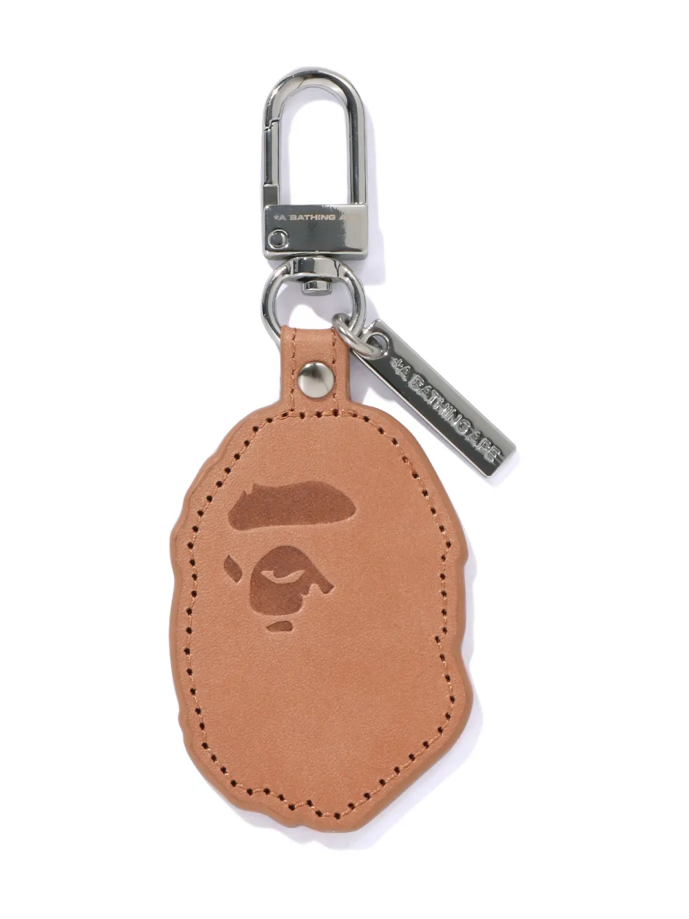 A BATHING APE Head leather keyring Zilver