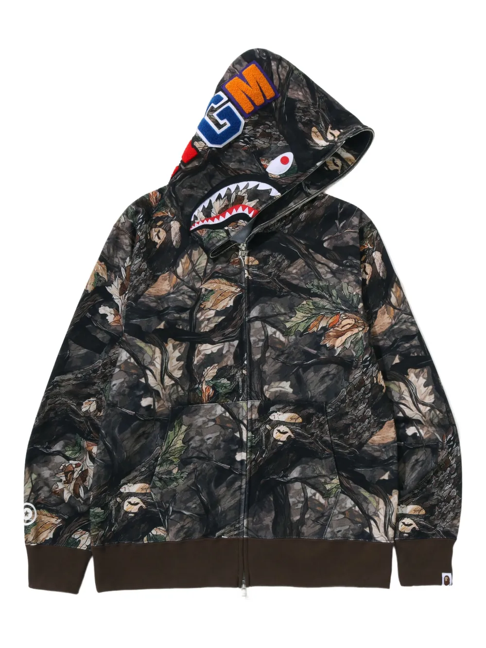 A BATHING APE Tree Edge Camo Shark hoodie met rits Bruin