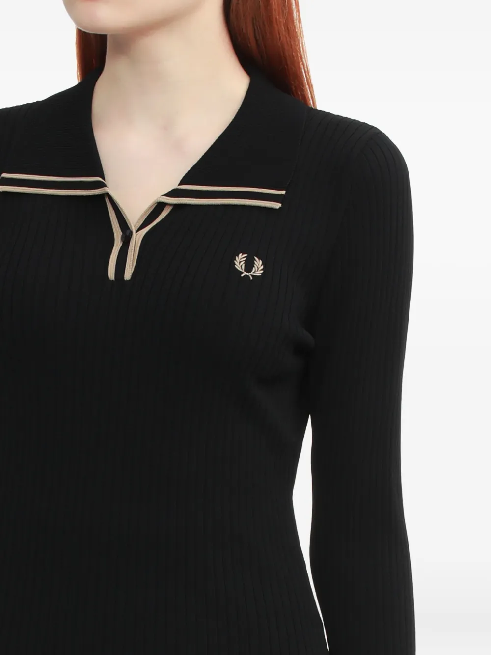 Fred Perry ribbed-knit polo-neck sweater Blauw