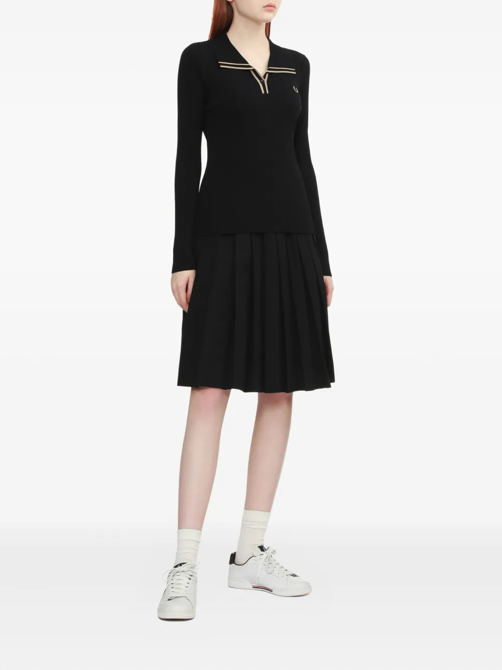 Fred Perry ribbed-knit polo-neck sweater Blauw