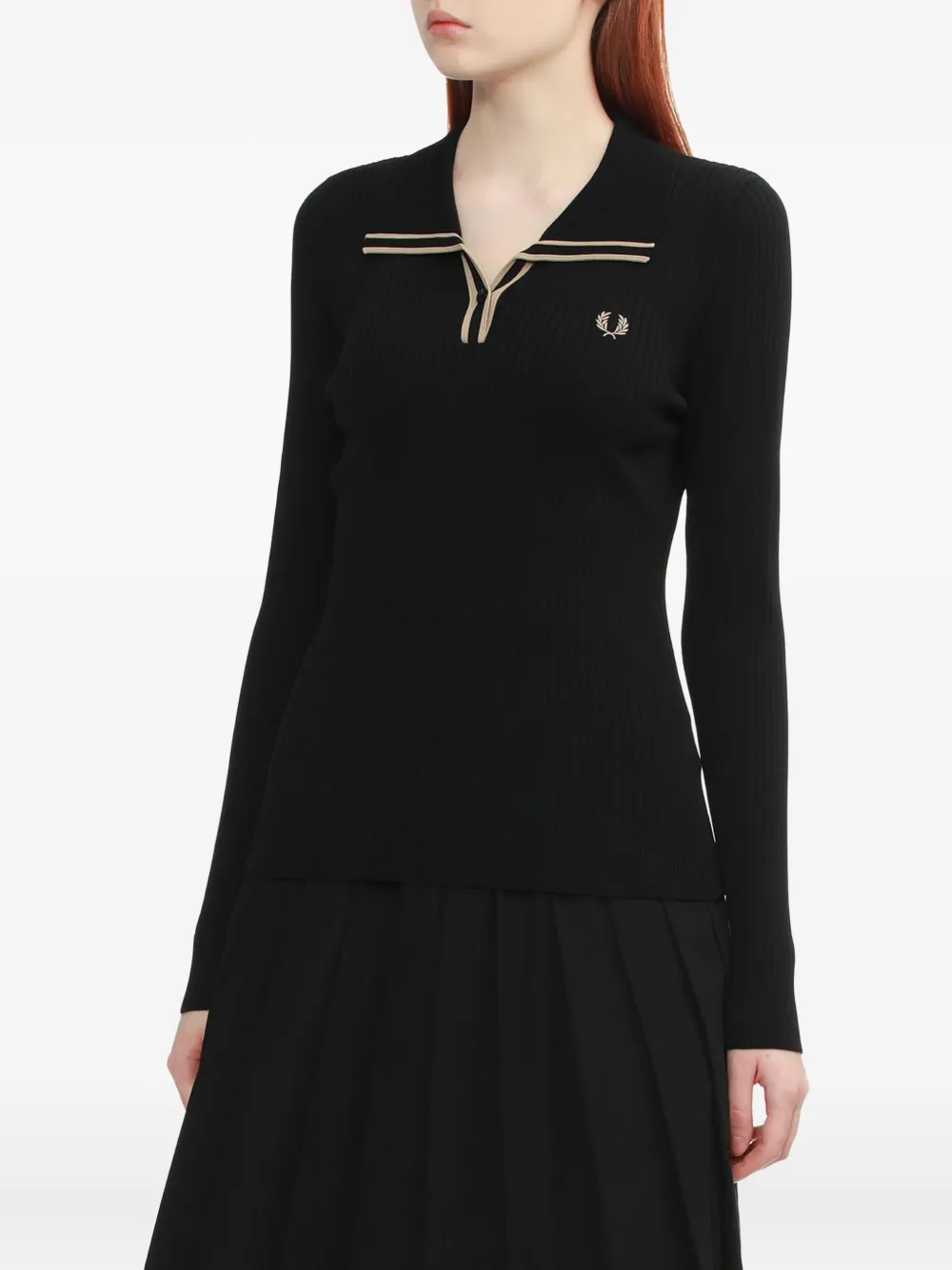 Fred Perry ribbed-knit polo-neck sweater Blauw